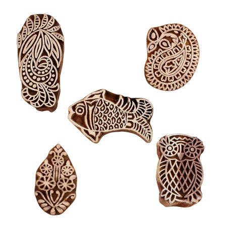 Set of 5 Piece New Mix Wooden Printing Blocks